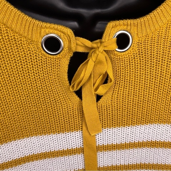 LARGE CHRISTOPHER AND BANKS SWEATER LONG SLEEVE YELLOW GREEN COTTON BLEND - Picture 9 of 12